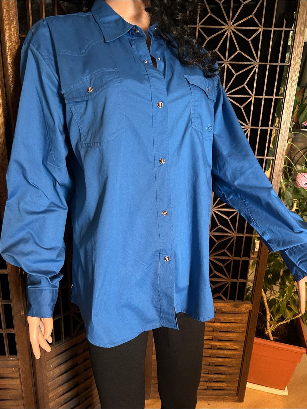 NWT ROPER WESTERN WOMENS ROYAL BUE TOP XL
